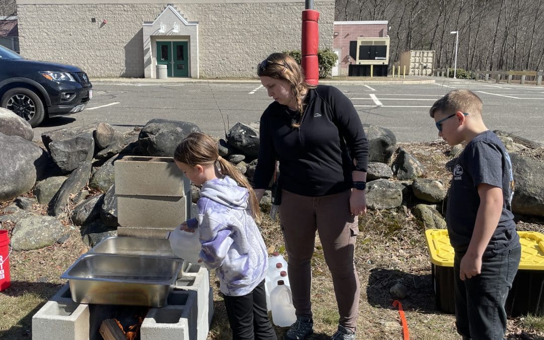 Maple sap boils to syrup for Chester Elementary STEAM classes