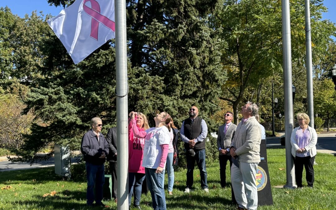 Chicopee hoists flag to raise breast cancer awareness
