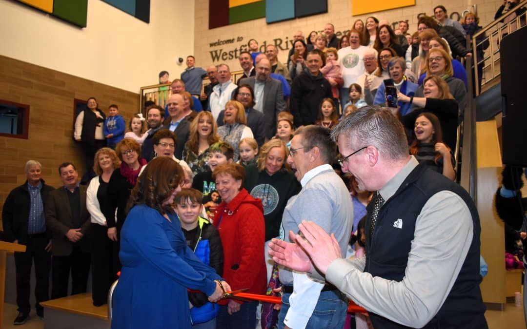 Overflowing crowd attends ribbon cutting for Westfield River Elementary School