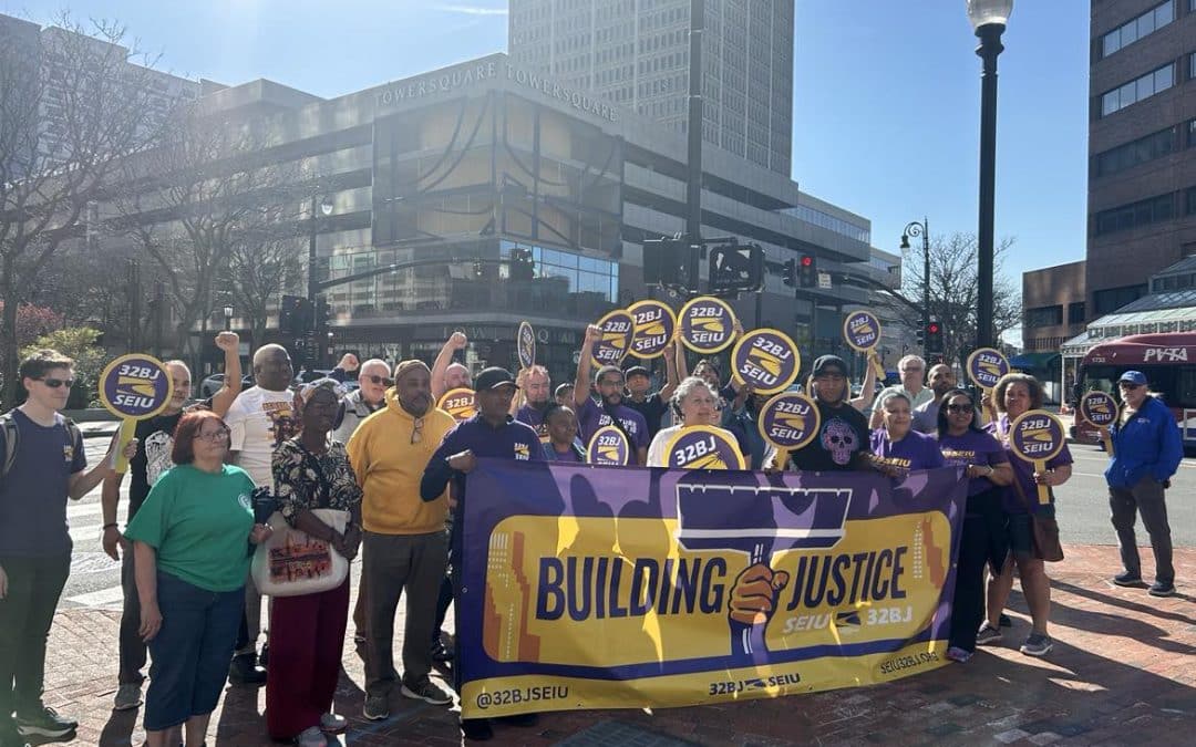 One Monarch Place cleaners protest new contractor