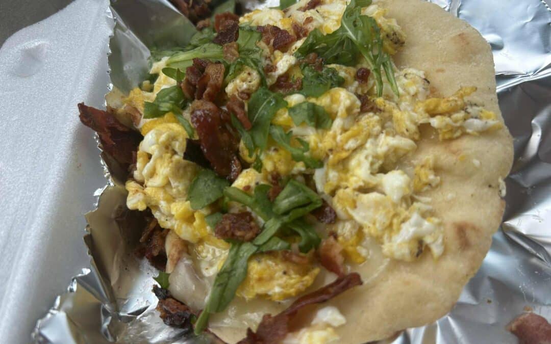 A delectable breakfast style pizza comes to Indian Orchard