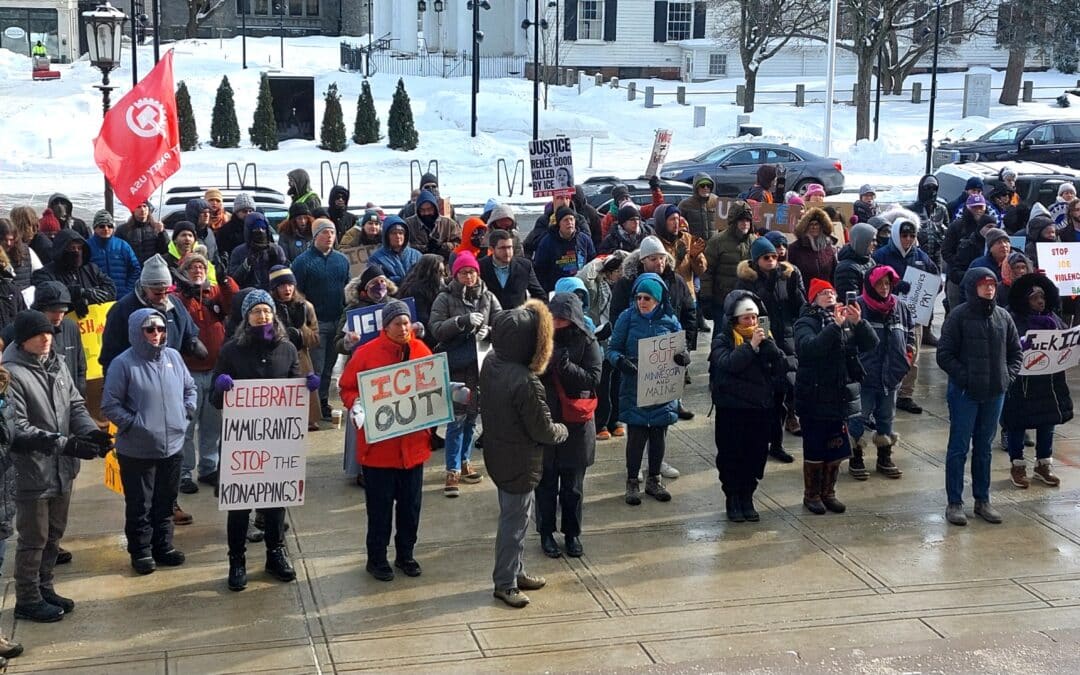 Workers brave frigid temps to protest ICE actions around the country