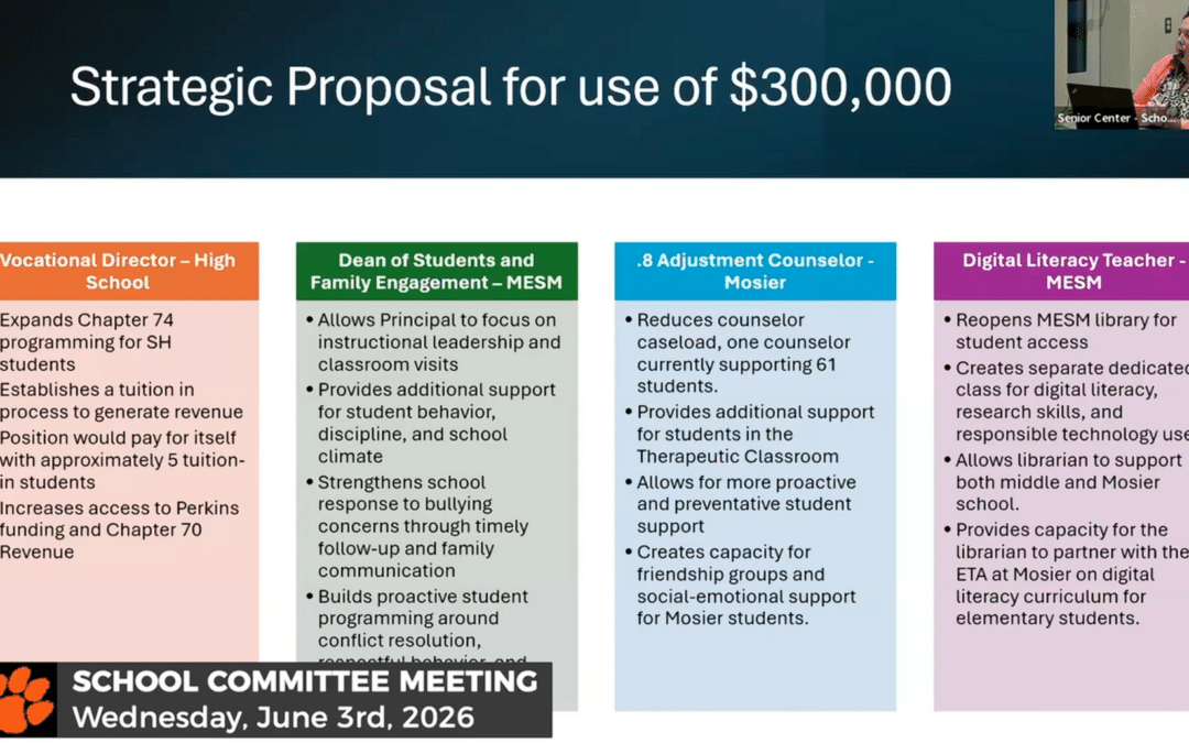 School Committee approves using free cash to fund three positions in FY27